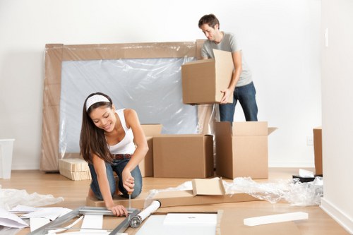 Customer handling packed storage items safely in a unit area