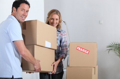 Staff preparing desks and files for an office relocation in Surbiton